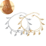 Bohemian Leaf Tassel Anklets for Women Girls Summer Feather Ankle Bracelet