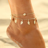 Bohemian Leaf Tassel Anklets for Women Girls Summer Feather Ankle Bracelet