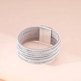 Boho Leather Crystal Wrap Charm Bracelet for Women