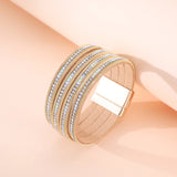 Boho Leather Crystal Wrap Charm Bracelet for Women