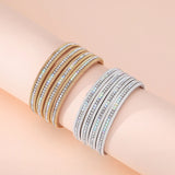 Boho Leather Crystal Wrap Charm Bracelet for Women