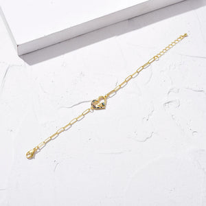 Bohemian Baby Feet Charm Bracelet Zircon Heart Bangle