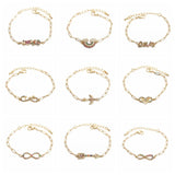 Bohemian Baby Feet Charm Bracelet Zircon Heart Bangle