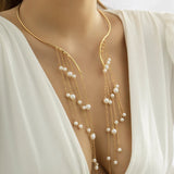 Bohemian Tassel Pearl Choker Necklace for Women