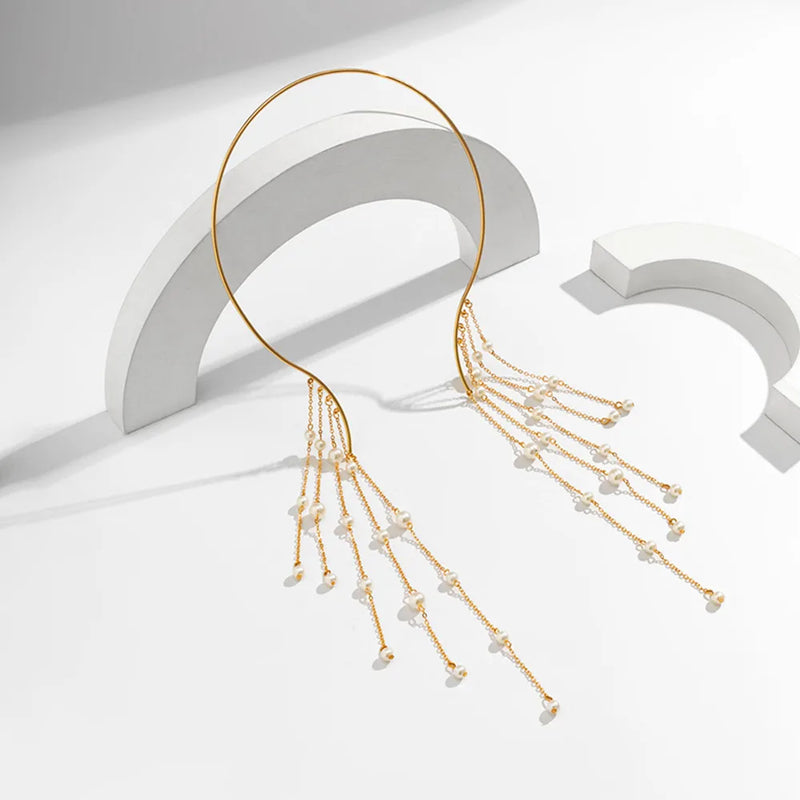 Bohemian Tassel Pearl Choker Necklace for Women