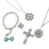 Bohemian Cross Charm Pendant Set