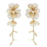 Bohemian Metallic Flower Tassel Fishtail Rose Earrings Golden Wedding Earrings