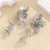 Bohemian Metallic Flower Tassel Fishtail Rose Earrings Golden Wedding Earrings