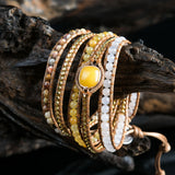 Bohemian Natural Stone Beadwork 5 Wraps Bracelet