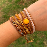 Bohemian Natural Stone Beadwork 5 Wraps Bracelet