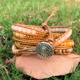 Bohemian Natural Stone Beadwork 5 Wraps Bracelet