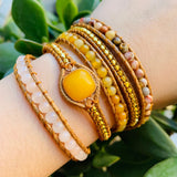 Bohemian Natural Stone Beadwork 5 Wraps Bracelet