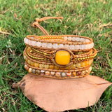 Bohemian Natural Stone Beadwork 5 Wraps Bracelet