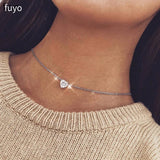 Bohemian Crystal Heart Choker Necklace for Women
