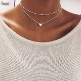 Bohemian Crystal Heart Choker Necklace for Women
