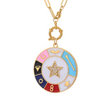 Bohemian Moon Sun Star Necklace Heart Pendant Stainless Steel Long Chain
