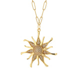 Bohemian Moon Sun Star Necklace Heart Pendant Stainless Steel Long Chain