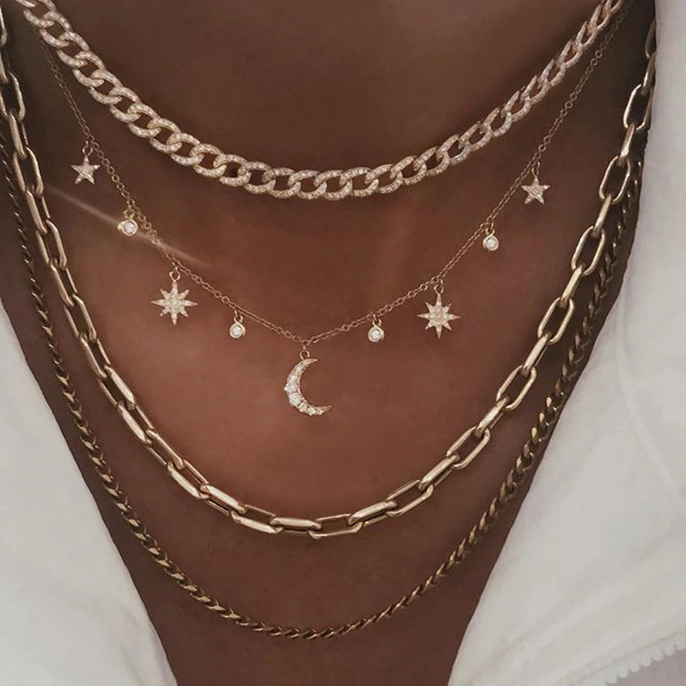 Bohemian Moon Star Necklace Vintage Chokers Jewelry Gift