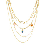 Enamel Happy Face Choker Necklace Boho Layered Chain Jewelry