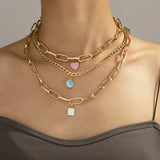 Enamel Happy Face Choker Necklace Boho Layered Chain Jewelry