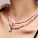Boho Seed Bead Star Moon Butterfly Necklace