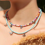 Boho Seed Bead Star Moon Butterfly Necklace