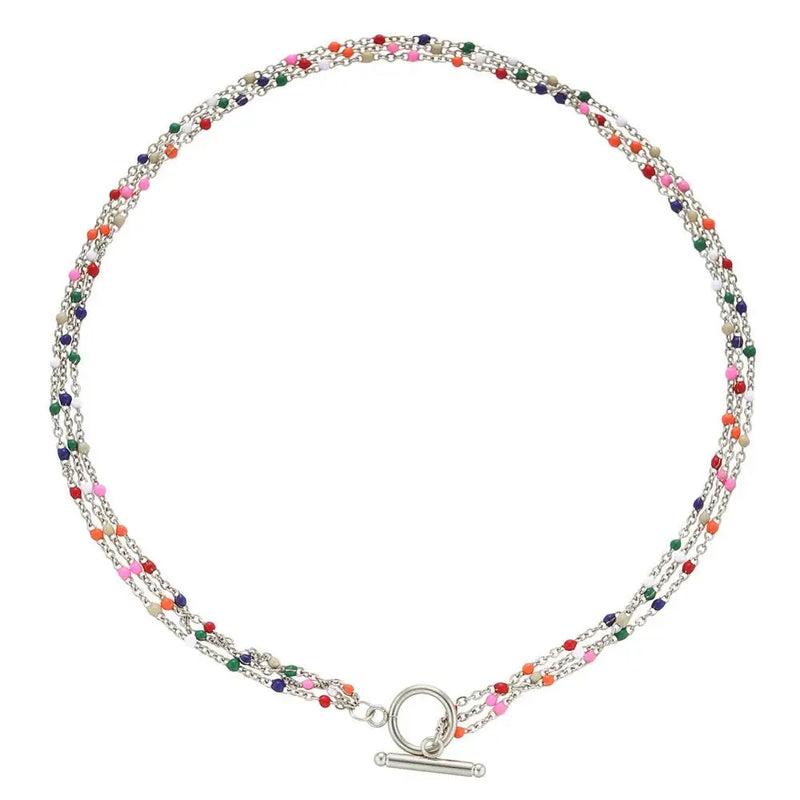 Bohemian Multilayer Enamel Beads Chain Necklace for Woman
