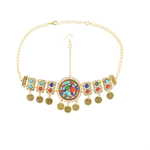 Bohemian National Jewelry Alloy Silver Beads Headwear for Women's Party