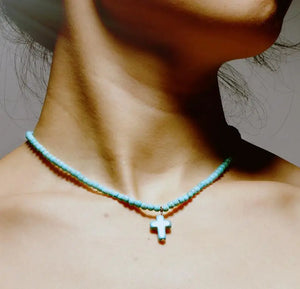 Bohemian 4mm Turquoise Stone Chokers Necklaces for Women