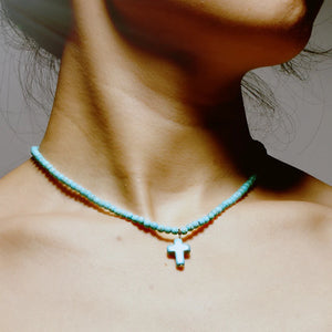 Bohemian 4mm Turquoise Stone Chokers Necklaces for Women
