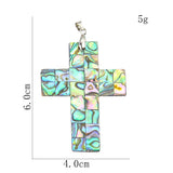 Natural Abalone Shell Pendant Heart Cross Oval Rectangle Mosaic Paua Necklace