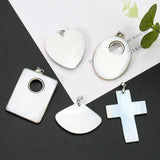 Natural Abalone Shell Pendant Heart Cross Oval Rectangle Mosaic Paua Necklace