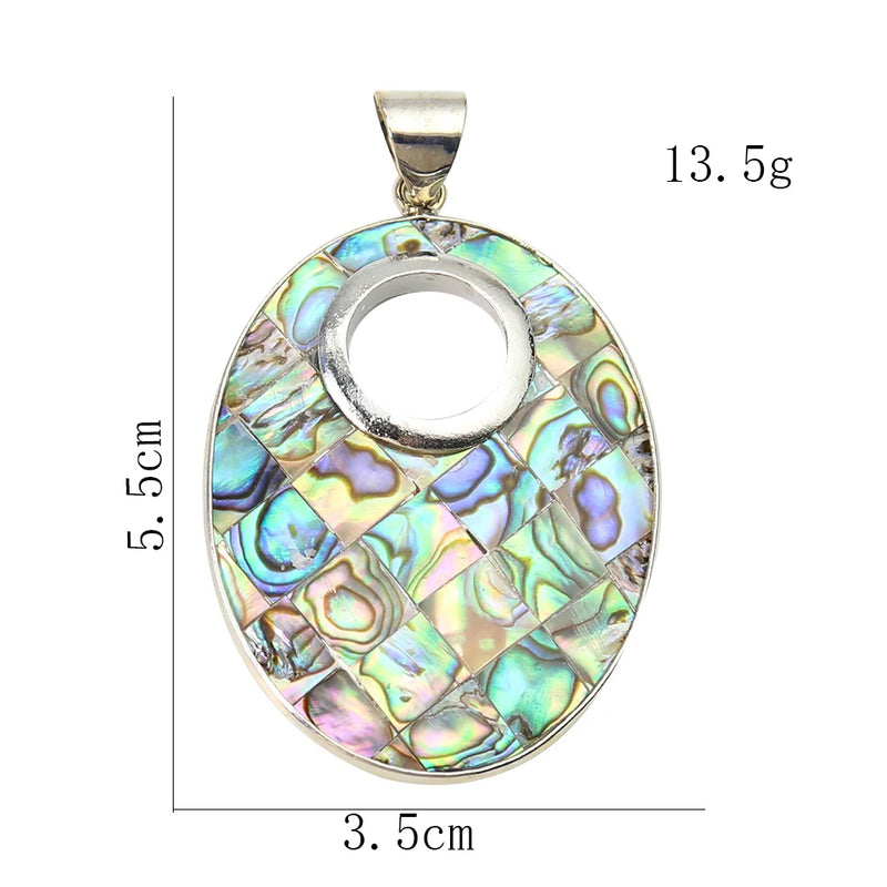 Natural Abalone Shell Pendant Heart Cross Oval Rectangle Mosaic Paua Necklace