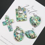 Natural Abalone Shell Pendant Heart Cross Oval Rectangle Mosaic Paua Necklace