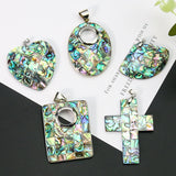 Natural Abalone Shell Pendant Heart Cross Oval Rectangle Mosaic Paua Necklace