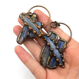 Bohemian Natural Kyanite Stone Pendant Antique Copper Plated Charms