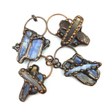 Bohemian Natural Kyanite Stone Pendant Antique Copper Plated Charms