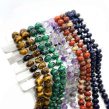 Bohemian Gem Necklace with Tiger Eye and Amethyst Charms