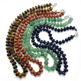 Bohemian Gem Necklace with Tiger Eye and Amethyst Charms