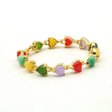 Bohemian Natural Beads Heart Charm Bracelet Plated Bangle Jewelry