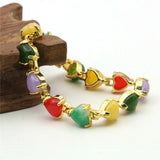 Bohemian Natural Beads Heart Charm Bracelet Plated Bangle Jewelry