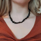Natural Crystal Gravel Beaded Necklace Choker Semi-precious Stone Gift