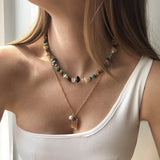 Natural Crystal Gravel Beaded Necklace Choker Semi-precious Stone Gift