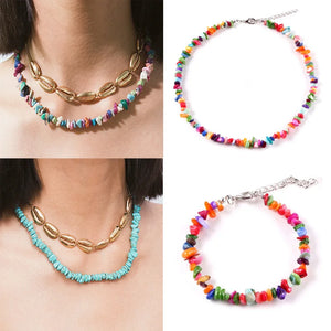 Bohemian Stone Bead Choker Necklace for Ladies