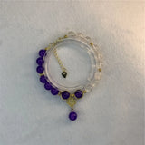 Bohemian Natural Stone Beads Bracelet 8mm Crystal Jades Elastic Pendant Chain