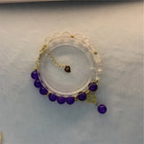 Bohemian Natural Stone Beads Bracelet 8mm Crystal Jades Elastic Pendant Chain