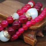 Boho Natural Stone Bracelet with Simulated Pearl Tassel