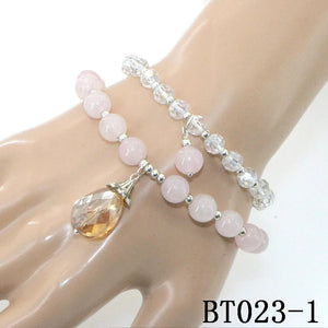 Bohemian Topazs Tourmalines 2 Circle Bracelet Woman Crystals Pendant Alloy Acces