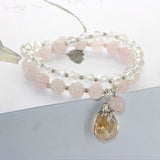 Bohemian Topazs Tourmalines 2 Circle Bracelet Woman Crystals Pendant Alloy Acces