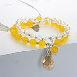 Bohemian Topazs Tourmalines 2 Circle Bracelet Woman Crystals Pendant Alloy Acces